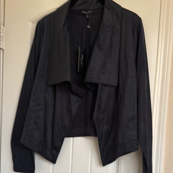 NWT Romeo & Juliet Couture Navy Faux Suede Women's Jacket Size L - Picture 1 of 7